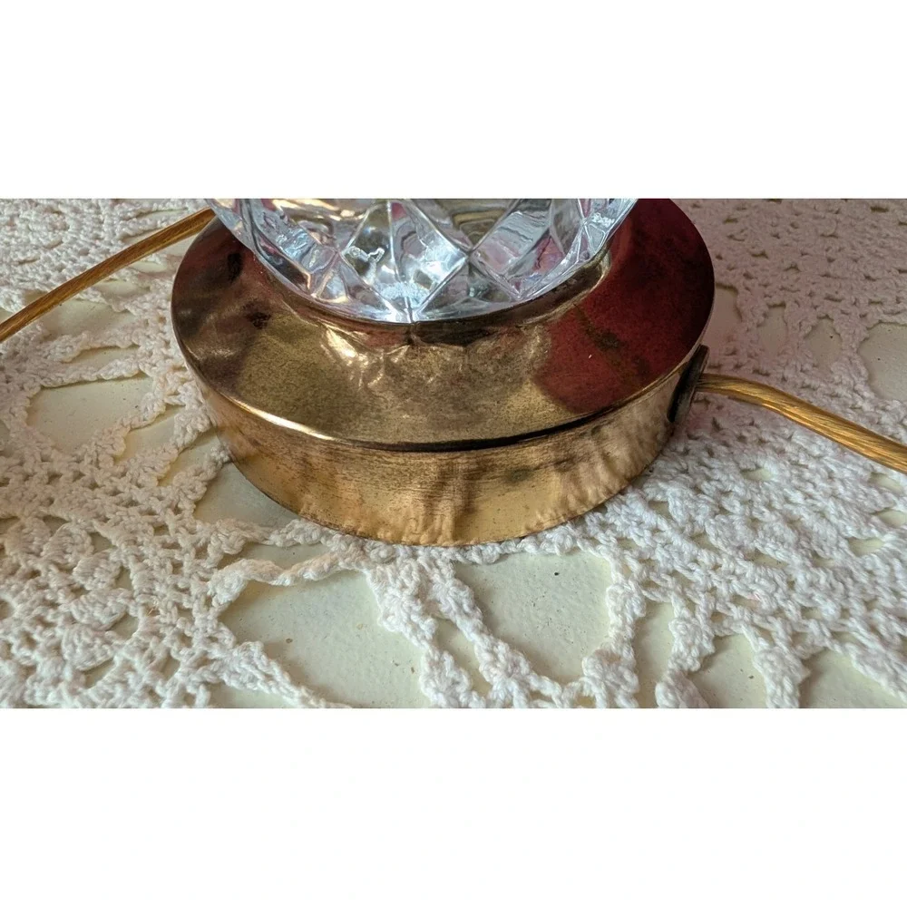 Vintage Hollywood Regency Crystal Brass Accent Night Light Lamp - 7.5